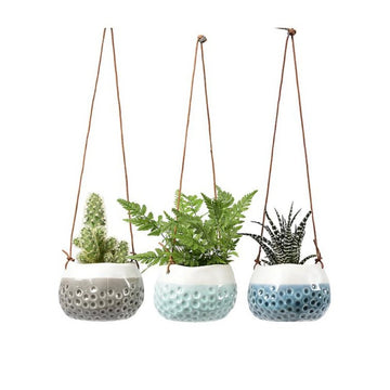BURGON & BALL Hanging Plant Pot - 'Baby Dotty Trio'