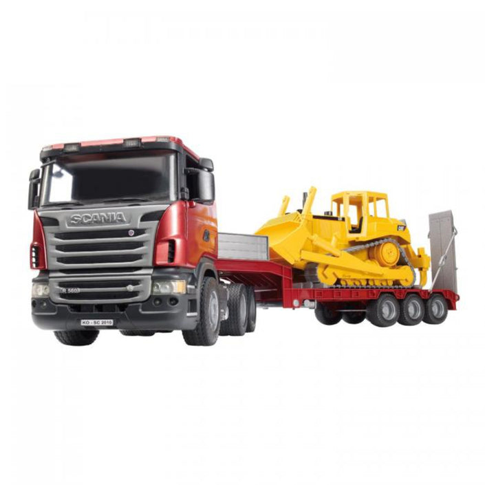 BRUDER 1:16 SCANIA R-series Low loader truck, Cat® Bulldozer