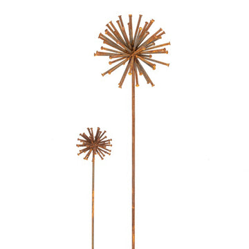MARTHA'S VINEYARD Garden Stake Dandelions Set of 2 - Natural Rust