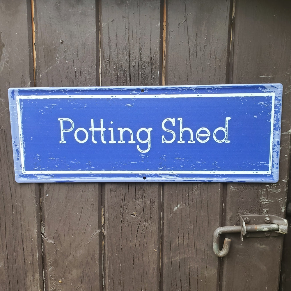 MARTHA'S VINEYARD Vintage Style Garden Sign - Potting Shed - Blue