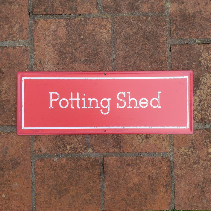 MARTHA'S VINEYARD Vintage Style Garden Sign - Potting Shed - Red