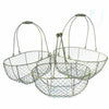 MARTHA'S VINEYARD Rounded French Style Wire Harvesting Basket Trug - Set of 3 Small, Medium, Large
