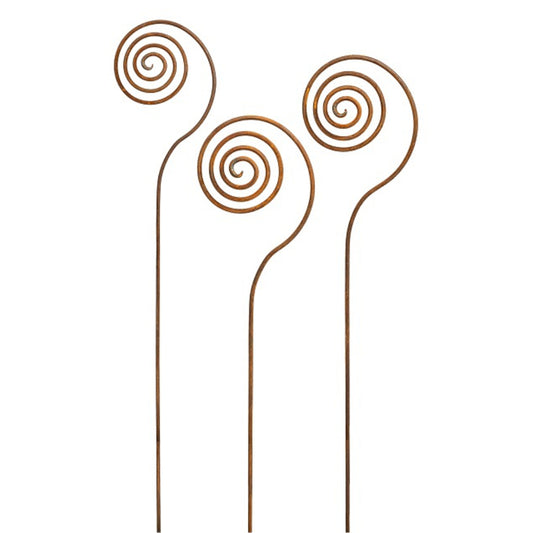 MARTHA'S VINEYARD Garden Stake Fern Fronds - Natural Rust - Set of 3