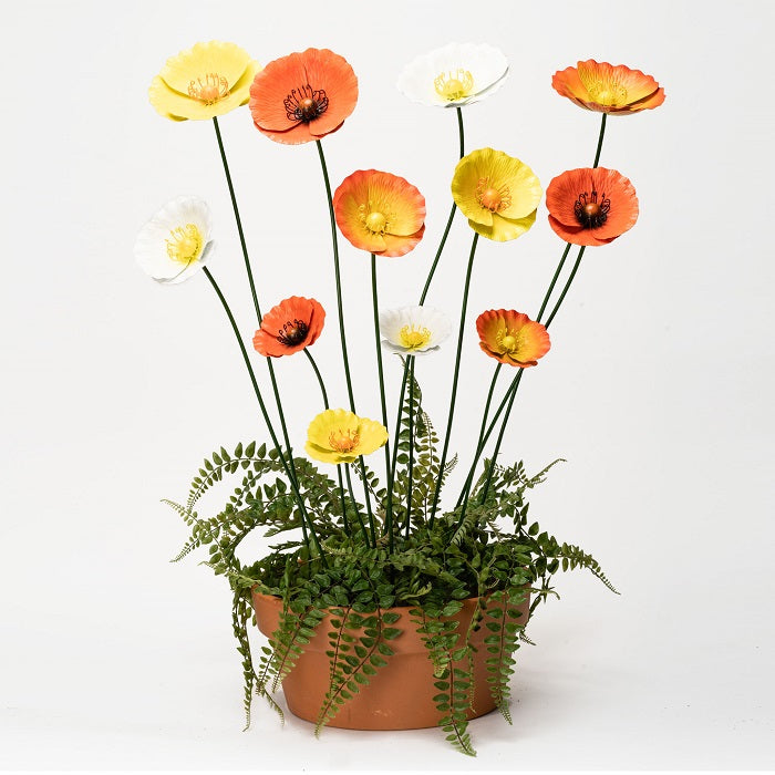 Load image into Gallery viewer, MARTHA&#39;S VINEYARD Garden Stake Set 12 Poppies - Autumn Tones