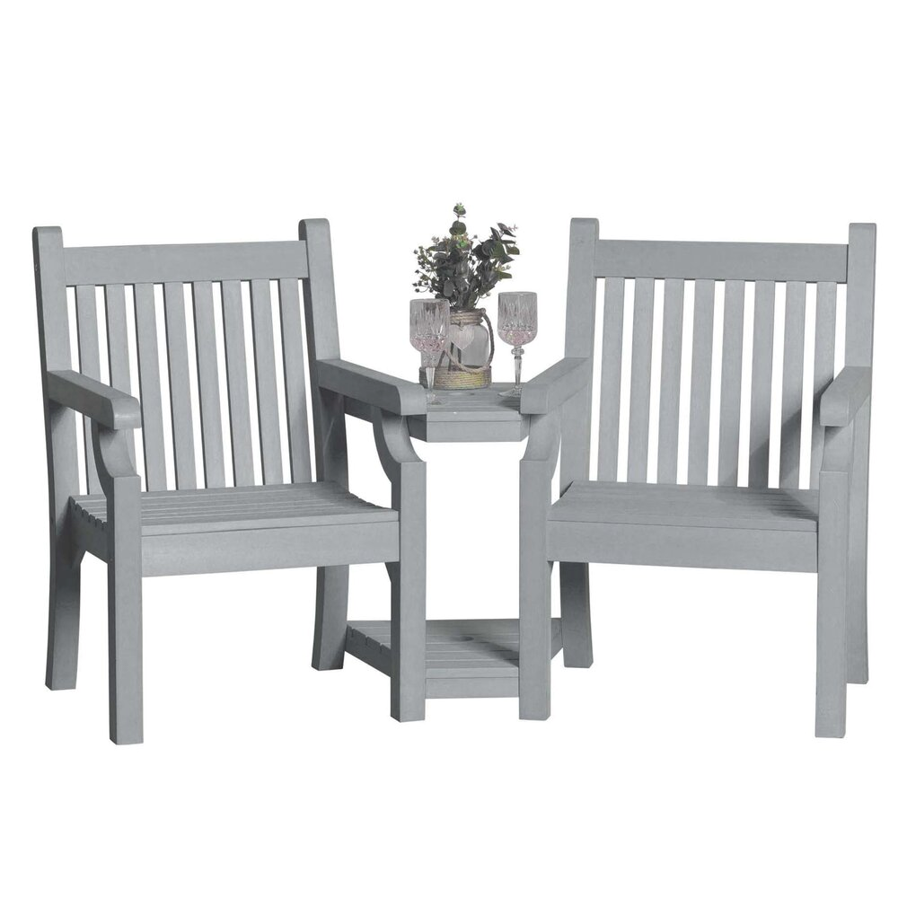 WINAWOOD Sandwick Love Seat With Table - 1720cm - Stone Grey
