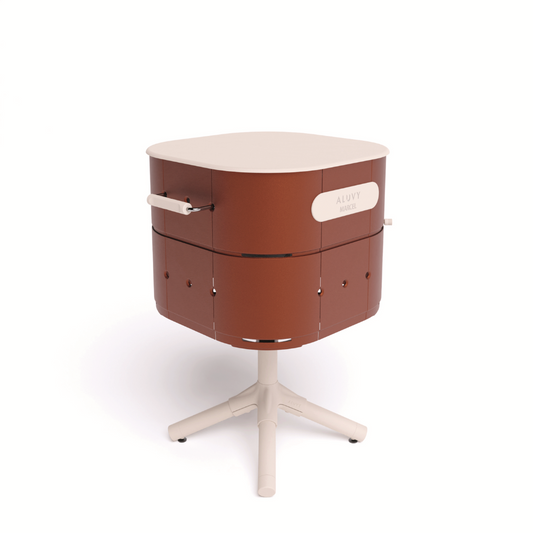 ALUVY MARCEL Original Charcoal Barbeque with Cover & BBQ Tool Set - Terracotta