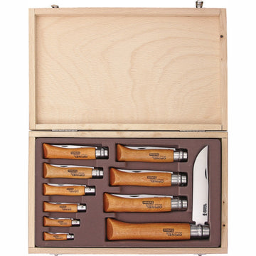 OPINEL Ten Piece Folding Knife Set - Carbon / Beech OP83102