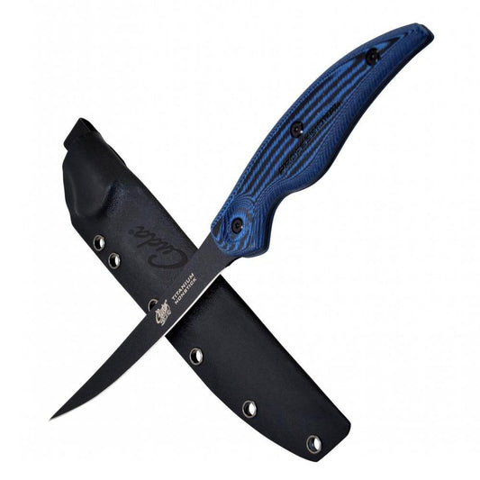 CAMILLUS Cuda Curved 6" Boning Knife with Sheath - 18128 Titanium Bonded, Non-Stick **CLEARANCE**