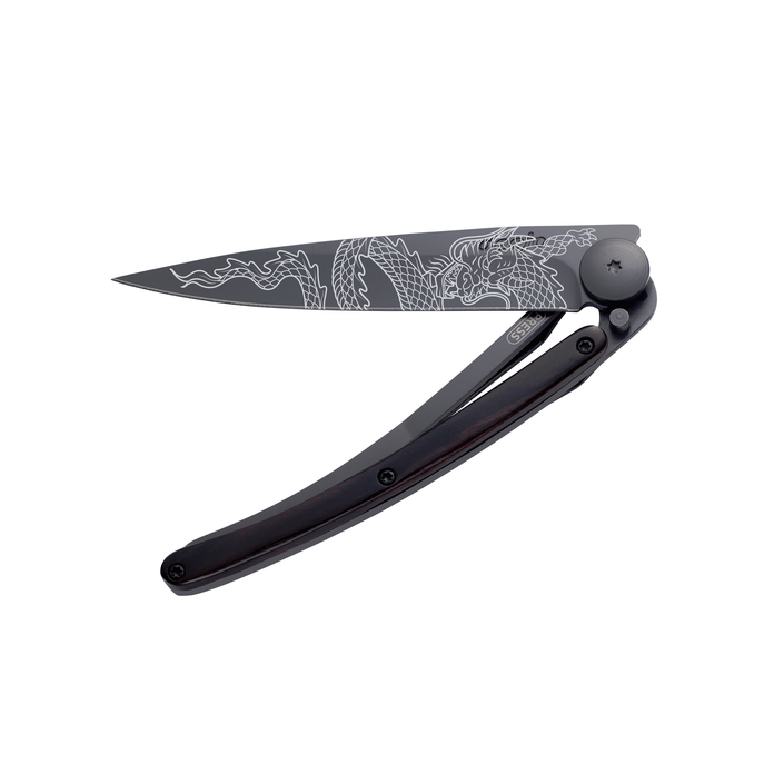 DEEJO Granadilla Wood Knife Black 37g - Japanese Dragon