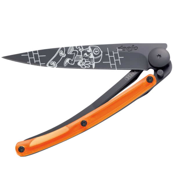 DEEJO KNIFE | BLACK BLADE 37g - Skate/Orange half opened