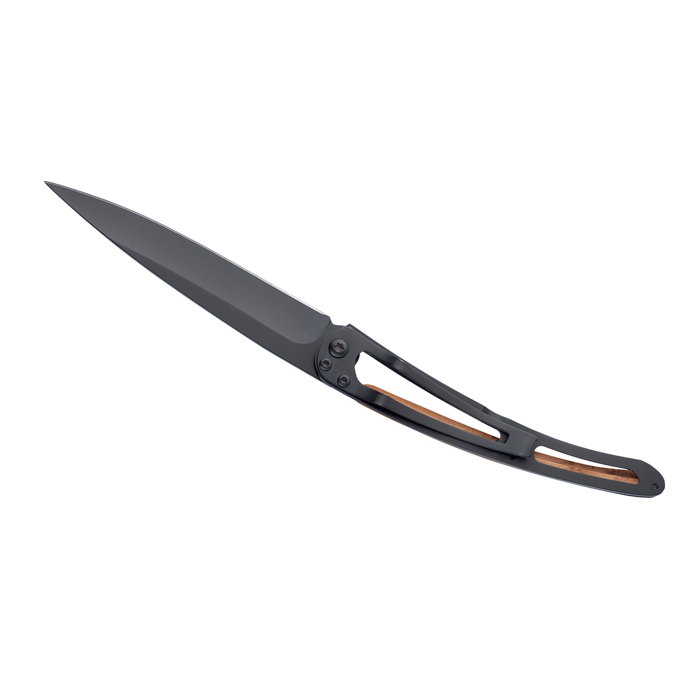 Load image into Gallery viewer, DEEJO KNIFE | Juniper Wood 37g BLACK - Esoteric fLAT vIEW