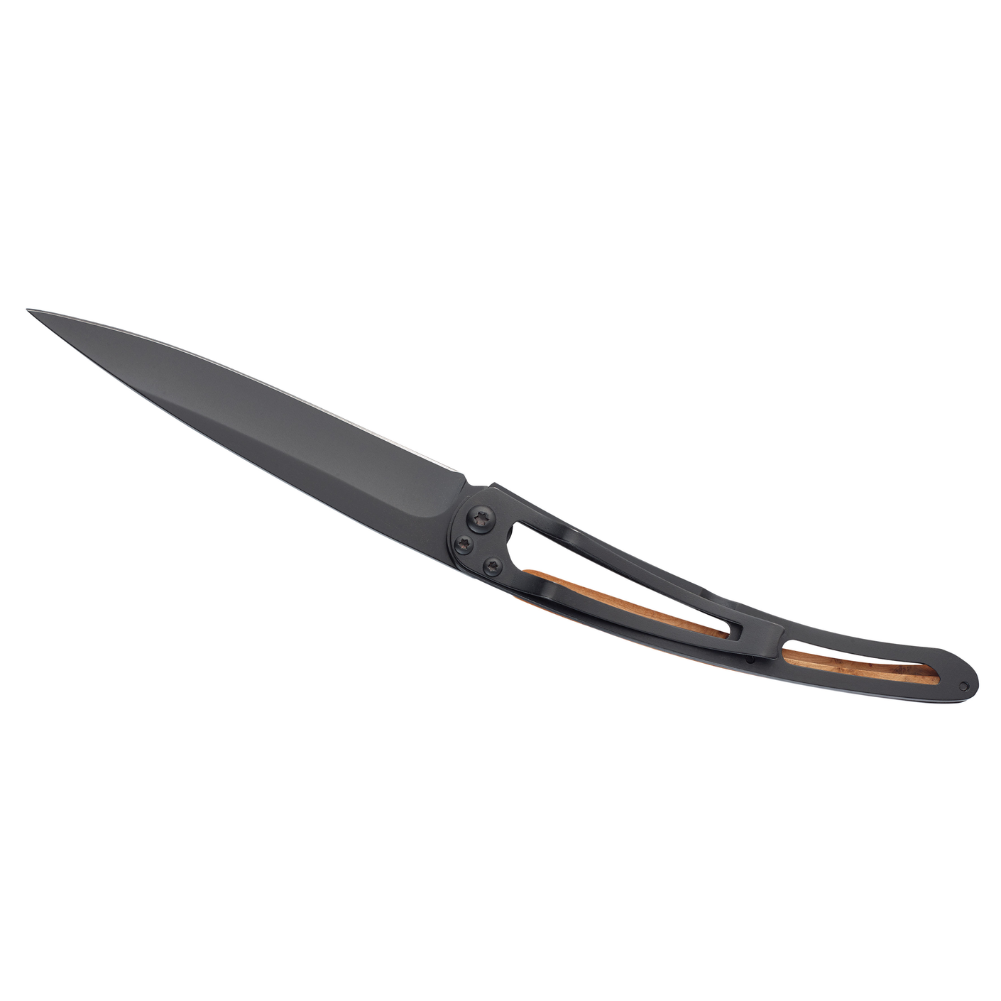 Load image into Gallery viewer, DEEJO KNIFE | Juniper Wood 37g BLACK - Ski Flat View