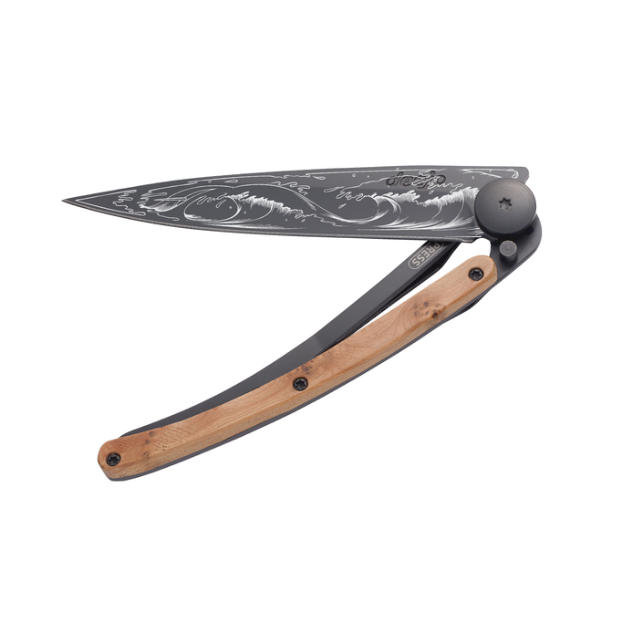 DEEJO Juniper Wood Knife 37g Black - Wave