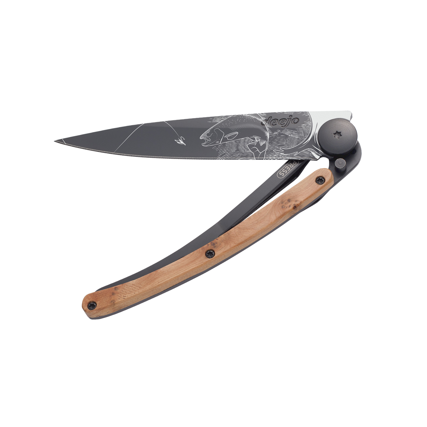 Load image into Gallery viewer, DEEJO Juniper Wood Knife 37g Black - Trout