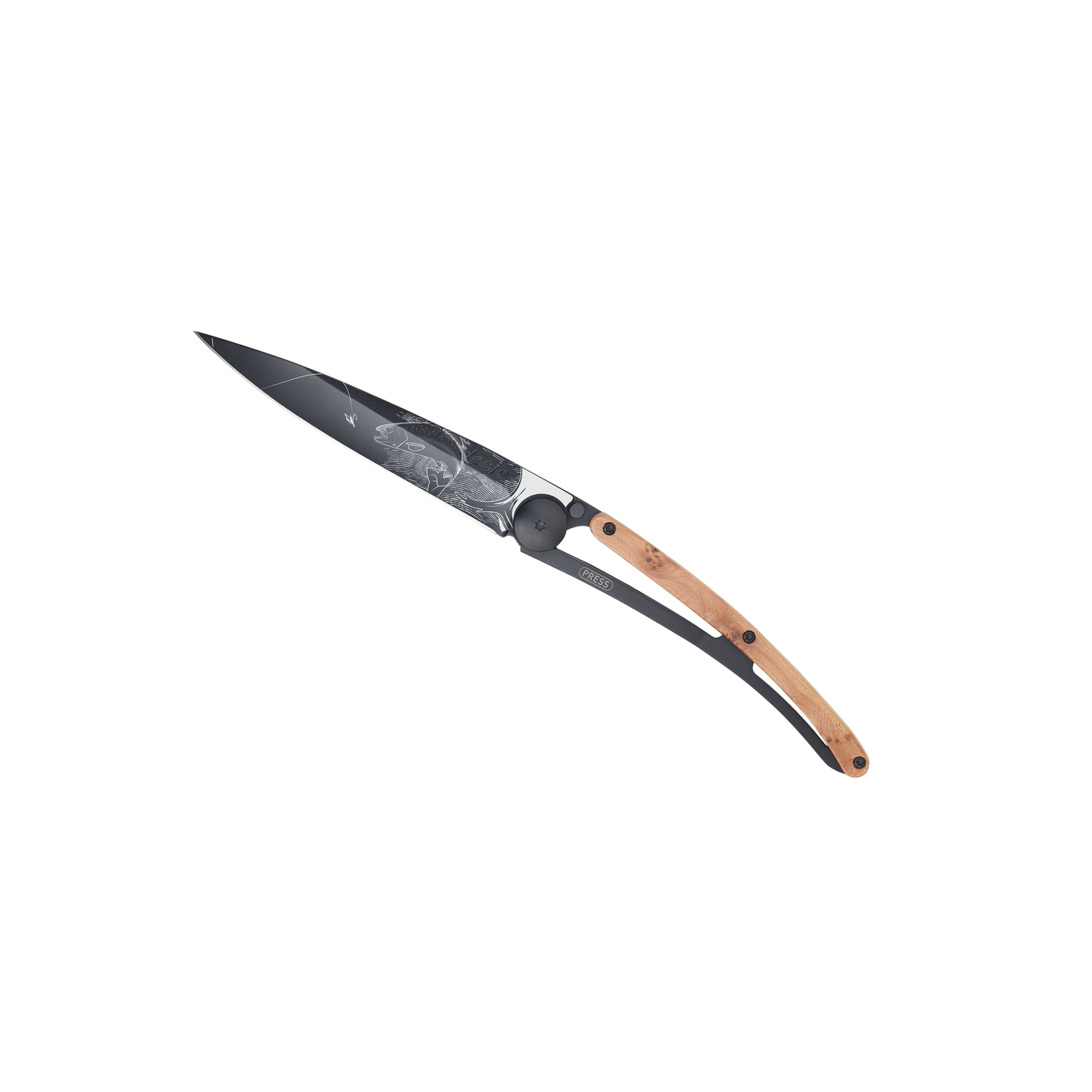 Load image into Gallery viewer, DEEJO KNIFE | Juniper Wood 37g BLACK - Trout 