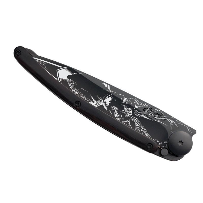 Load image into Gallery viewer, DEEJO KNIFE | Granadilla Wood BLACK 37g - Deer Closed