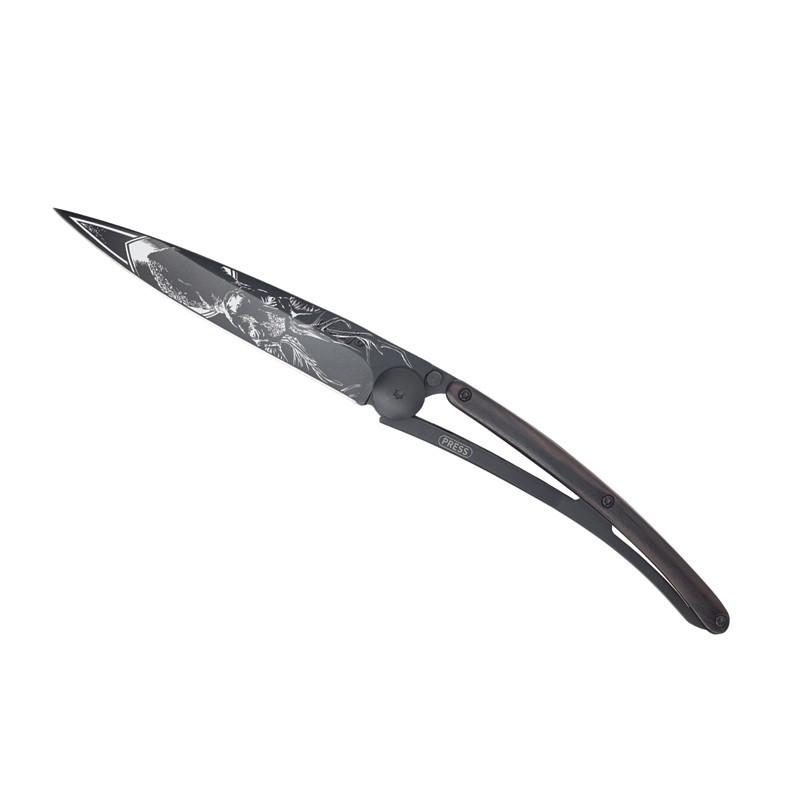 Load image into Gallery viewer, DEEJO KNIFE | Granadilla Wood BLACK 37g - Deer Profile