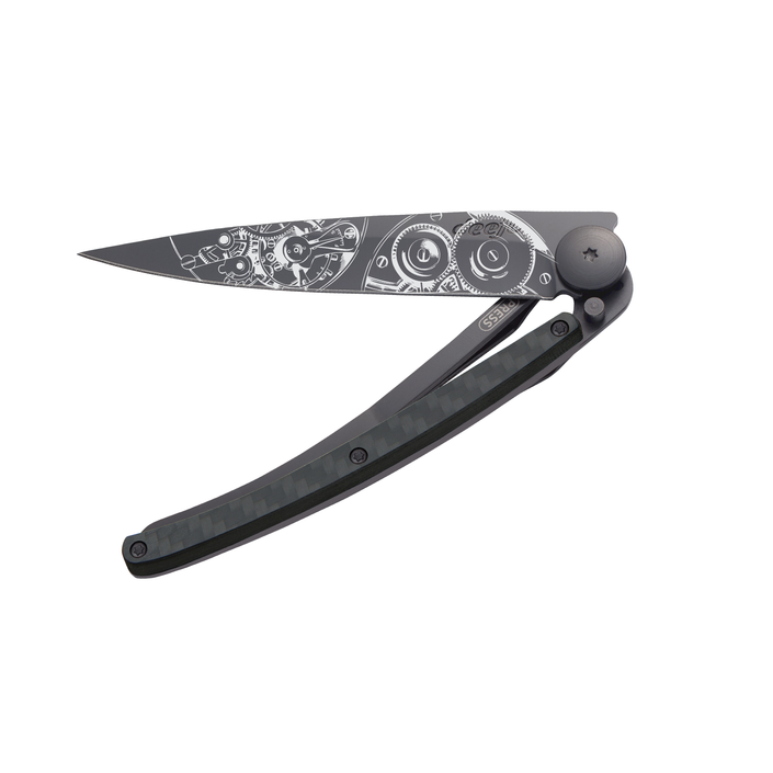 DEEJO Black Carbon fibre Knife 37g - Watch Movement