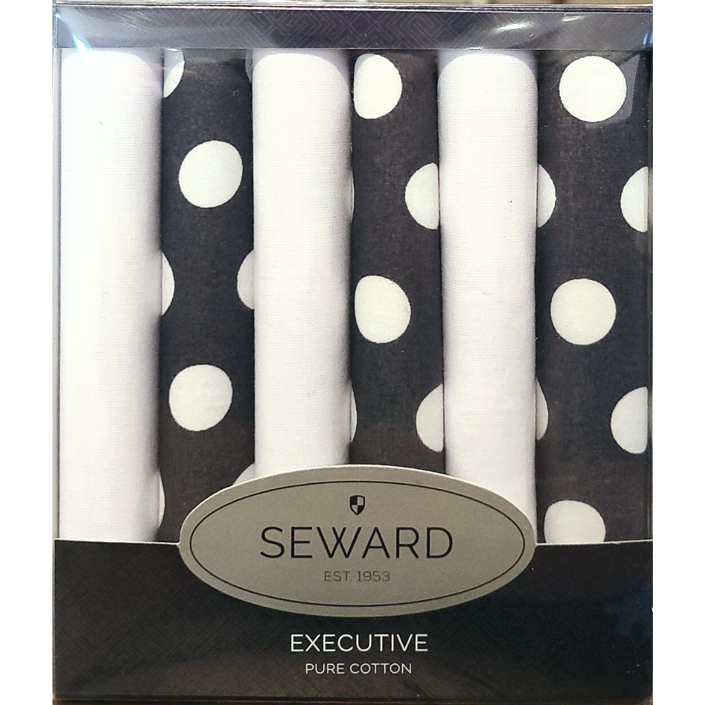 SEWARD Men's Executive Handkerchiefs set of 6 - Spots & White