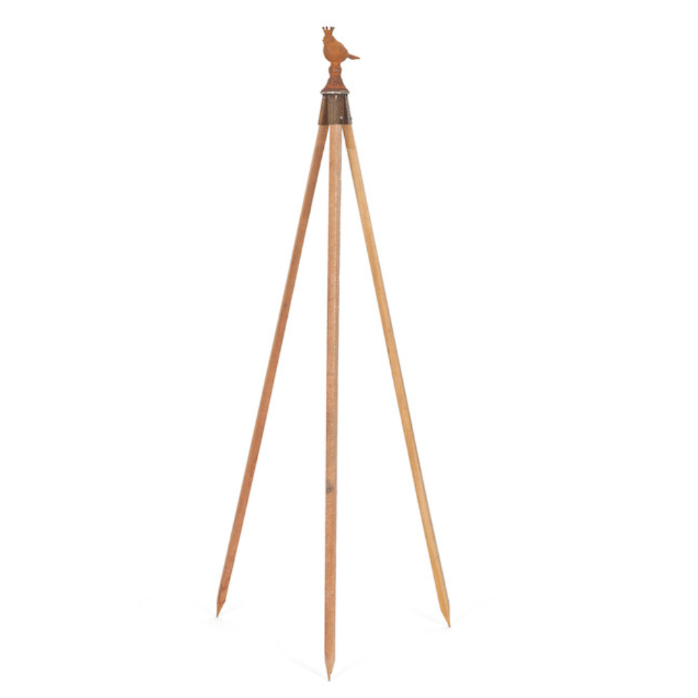 Load image into Gallery viewer, MARTHA&#39;S VINEYARD Garden Stake Topper Rust Finish - King Sparrow