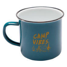 Load image into Gallery viewer, POLER Enamel Camp Mug 414ml Blue - &#39;Camp Vibes&#39;