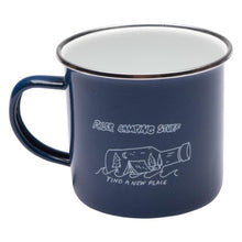 Load image into Gallery viewer, POLER Enamel Camp Mug 414ml Navy - &#39;Find A New Place&#39;