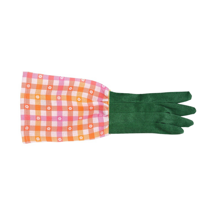 ANNABEL TRENDS Long Sleeve Garden Gloves – Daisy Gingham - Green Hands