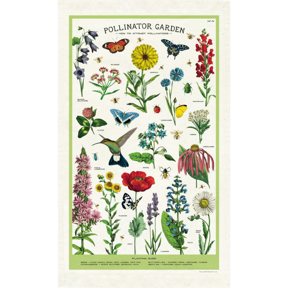 CAVALLINI & Co. 100% Natural Cotton Tea Towel - Garden Pollinators