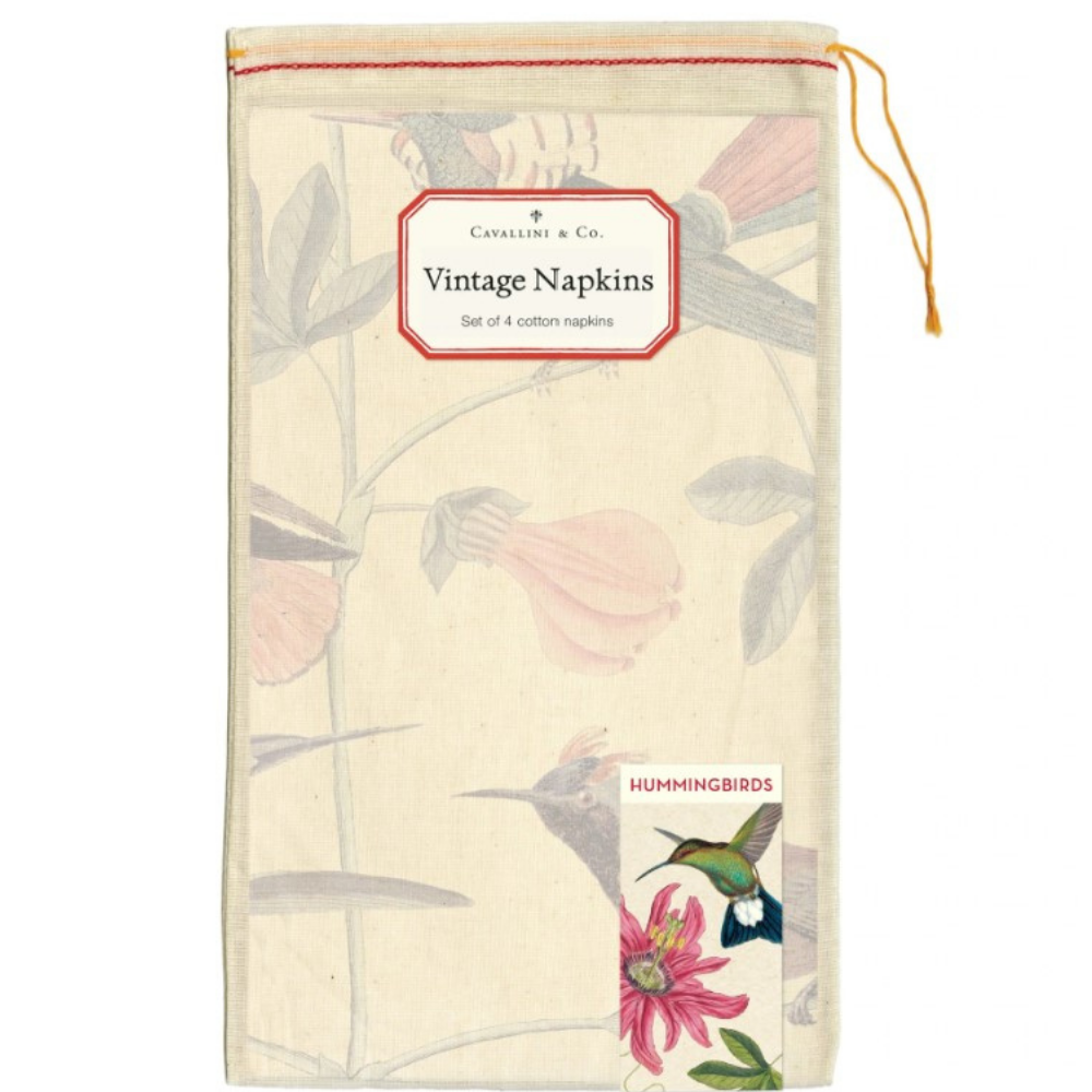 Load image into Gallery viewer, CAVALLINI &amp; Co. 100% Natural Cotton Napkins Set of 4 - Hummingbirds