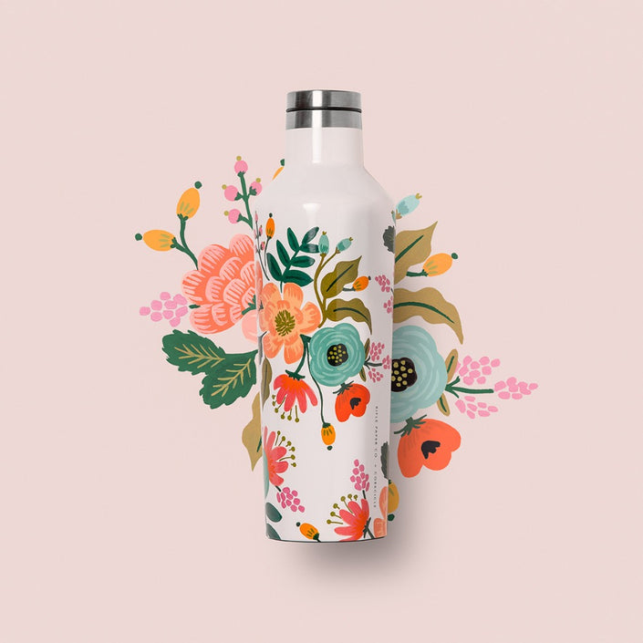 CORKCICLE x RIFLE PAPER CO. Stainless Steel Insulated Canteen 16oz (475ml) - Cream Lively Floral **CLEARANCE**
