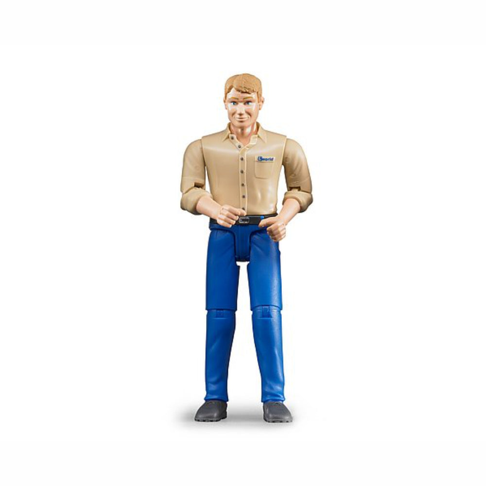 BRUDER Toy Figure Man - Light Hair, Blue Jeans