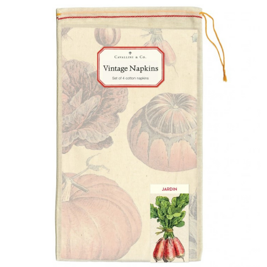 CAVALLINI & Co. 100% Natural Cotton Napkins Set of 4 - Le Petit Jardin Legumes