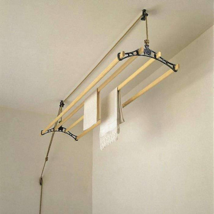 SHEILA MAID 57" Ceiling Clothes Airer 4 Bar - Original (Clear Coated Iron)