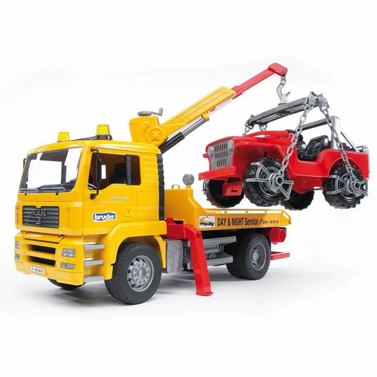 BRUDER MAN TGA Breakdown truck with cross country vehicle 1:16
