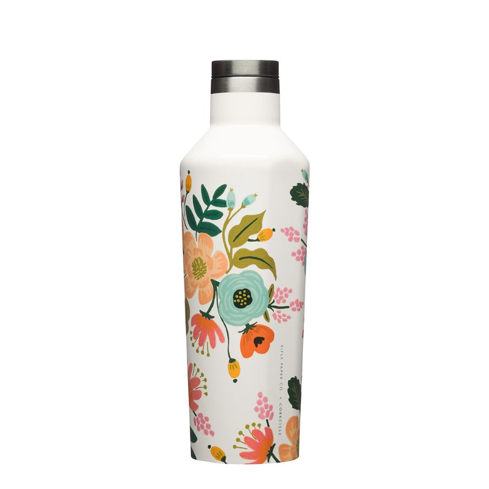 CORKCICLE x RIFLE PAPER CO. Stainless Steel Insulated Canteen 16oz (475ml) - Cream Lively Floral