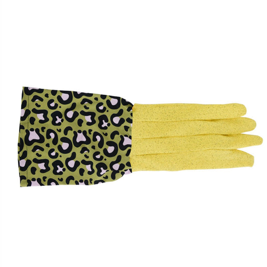 ANNABEL TRENDS Long Sleeve Garden Gloves - Ocelot Pink Khaki - Yellow Hands