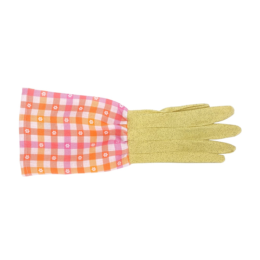 ANNABEL TRENDS Long Sleeve Garden Gloves – Daisy Gingham - Yellow Hands