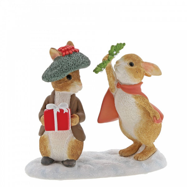 Load image into Gallery viewer, PETER RABBIT Beatrix Potter Winter - Flopsy and Benjamin Bunny Under the Mistletoe