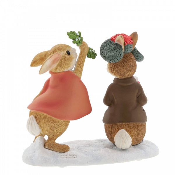 PETER RABBIT Beatrix Potter Winter - Flopsy and Benjamin Bunny Under the Mistletoe