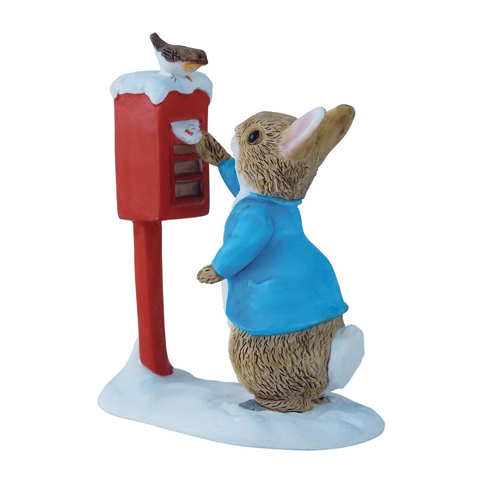 PETER RABBIT Winter Miniature Figurine - Peter Rabbit Posting a Letter