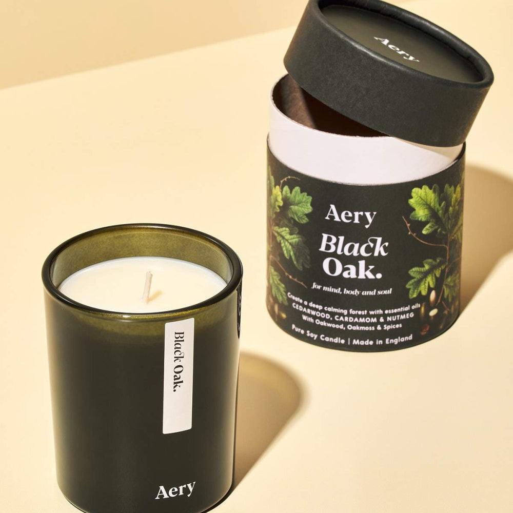 AERY LIVING Botanical Green 200g Soy Candle - Black Oak