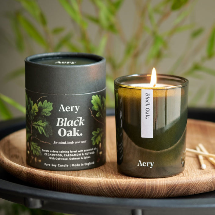 AERY LIVING Botanical Green 200g Soy Candle - Black Oak
