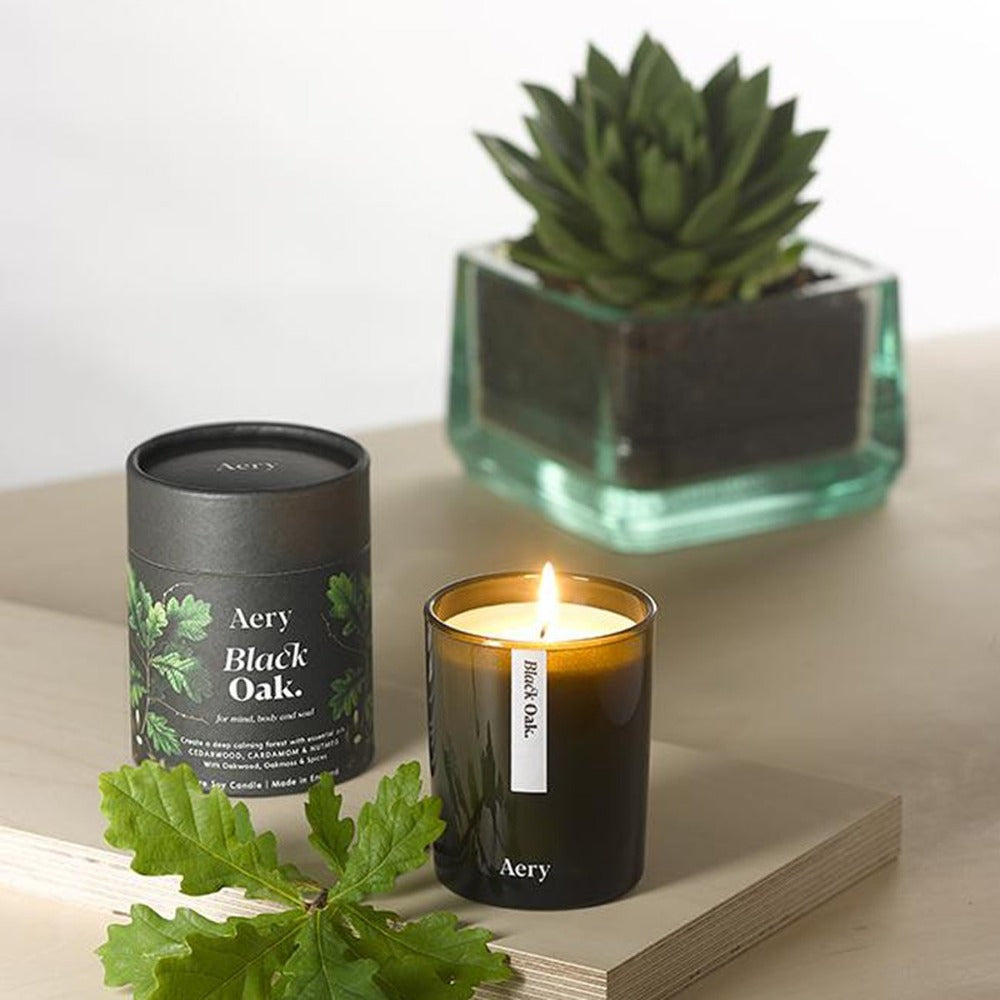 AERY LIVING Botanical Green 200g Soy Candle - Black Oak