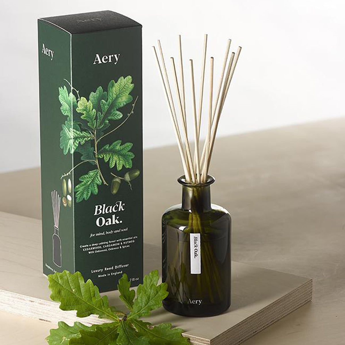 Load image into Gallery viewer, AERY LIVING Botanical Green 200ml Reed Diffuser - Black Oak