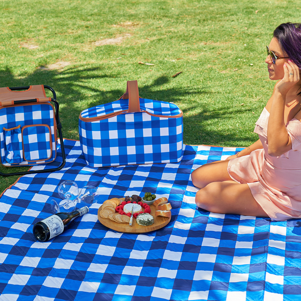 Load image into Gallery viewer, ANNABEL TRENDS Beach &amp; Picnic Mat – Cobalt Check