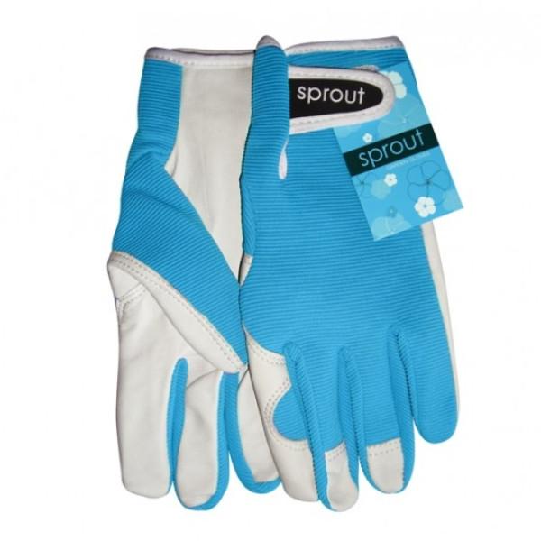 Ladies Goatskin and Lycra Gloves- Sprout brand - Aqua colour