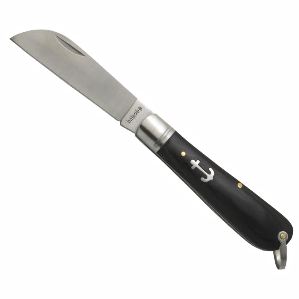 BALADÉO® Folding Knife 'Breizh' - Wood Handle, Anchor Inlay