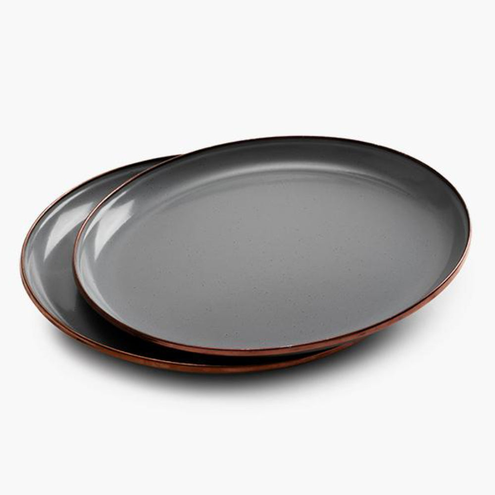 Load image into Gallery viewer, BAREBONES Enamel Deep Plate Set 2 - Slate Grey