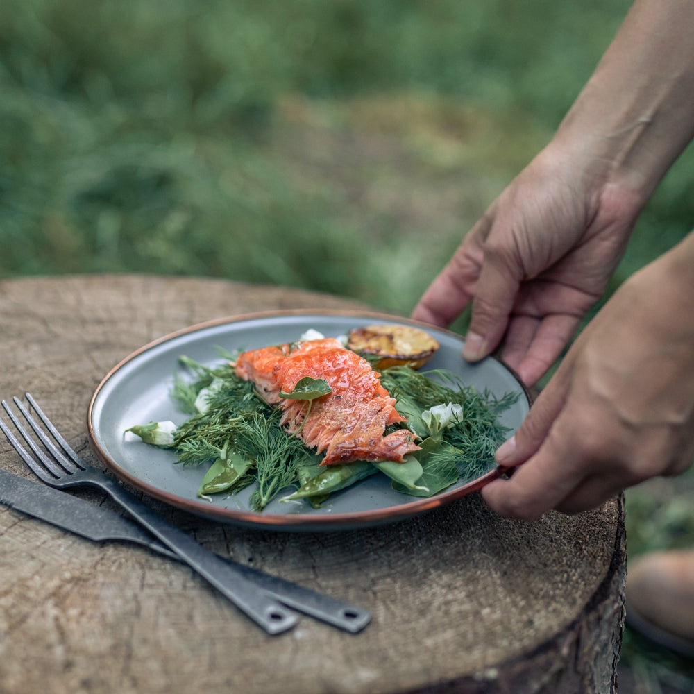 Load image into Gallery viewer, BAREBONES Enamel Salad Plate Set 2 - Slate Grey