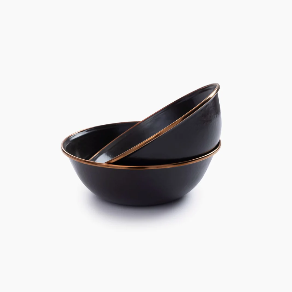 Load image into Gallery viewer, BAREBONES Enamel Bowl - Charcoal (Set of 2)